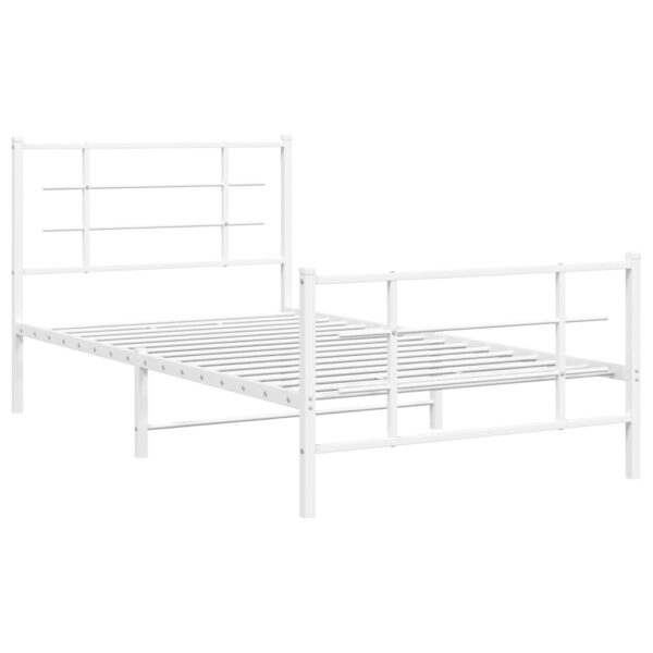 vidaXL Metal Bed Frame with Headboard and Footboard White 39.4"x78.7" - Image 2