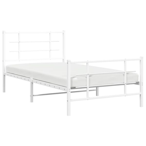 vidaXL Metal Bed Frame with Headboard and Footboard White 39.4"x78.7" - Image 4