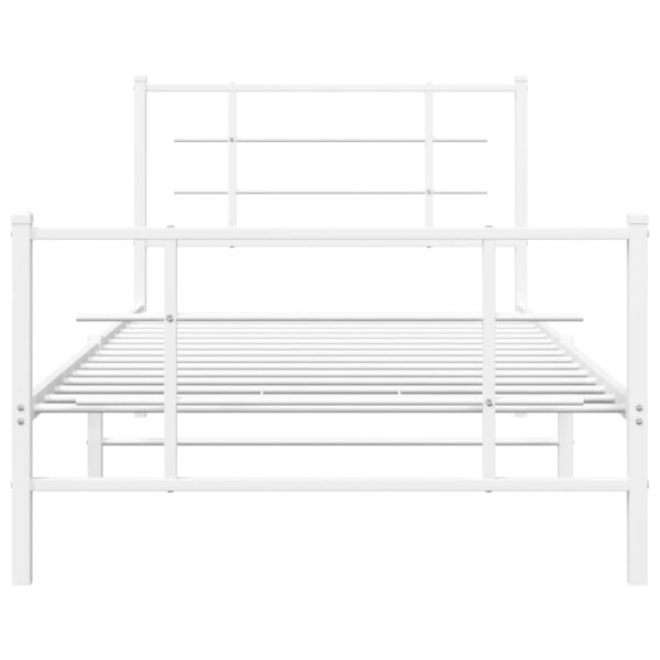 vidaXL Metal Bed Frame with Headboard and Footboard White 39.4"x78.7" - Image 5