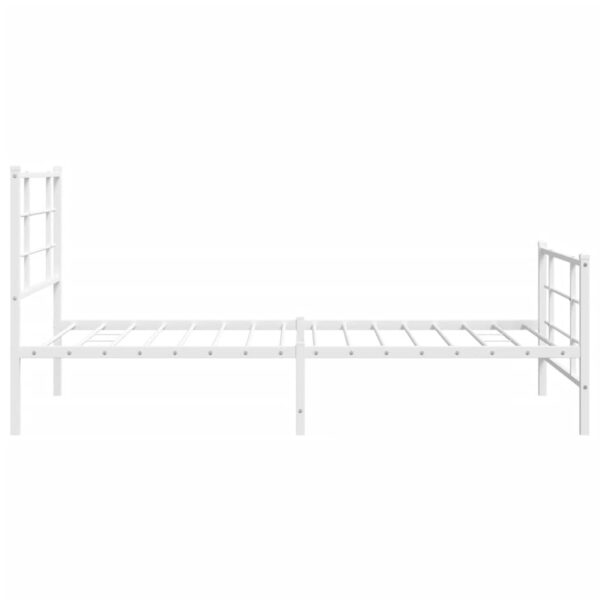 vidaXL Metal Bed Frame with Headboard and Footboard White 39.4"x78.7" - Image 6