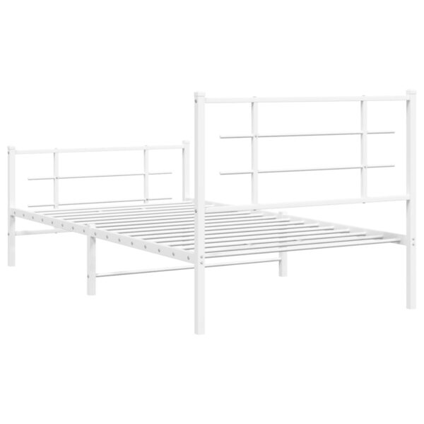 vidaXL Metal Bed Frame with Headboard and Footboard White 39.4"x78.7" - Image 7