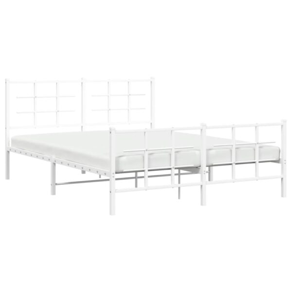 vidaXL Metal Bed Frame with Headboard and Footboard White 59.1"x78.7" - Image 4