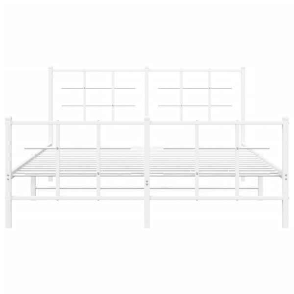 vidaXL Metal Bed Frame with Headboard and Footboard White 59.1"x78.7" - Image 5