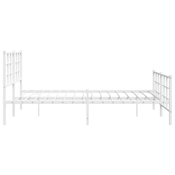 vidaXL Metal Bed Frame with Headboard and Footboard White 59.1"x78.7" - Image 6