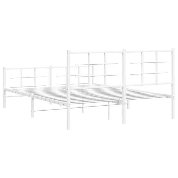 vidaXL Metal Bed Frame with Headboard and Footboard White 59.1"x78.7" - Image 7