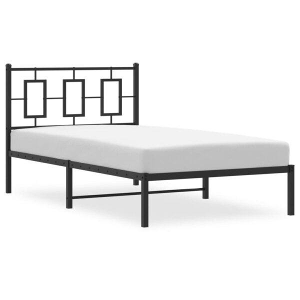 vidaXL Metal Bed Frame with Headboard Black 39.4"x78.7" - Image 4