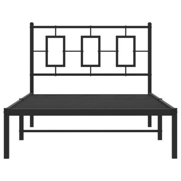 vidaXL Metal Bed Frame with Headboard Black 39.4"x78.7" - Image 5