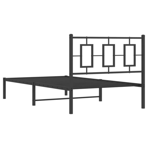 vidaXL Metal Bed Frame with Headboard Black 39.4"x78.7" - Image 7