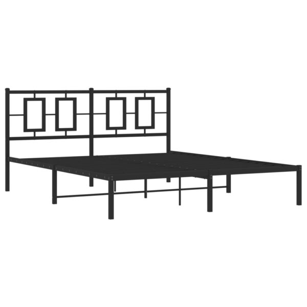 vidaXL Metal Bed Frame with Headboard Black 59.1"x78.7" - Image 2