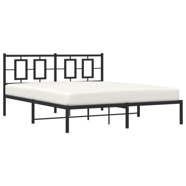 vidaXL Metal Bed Frame with Headboard Black 59.1"x78.7" - Image 4