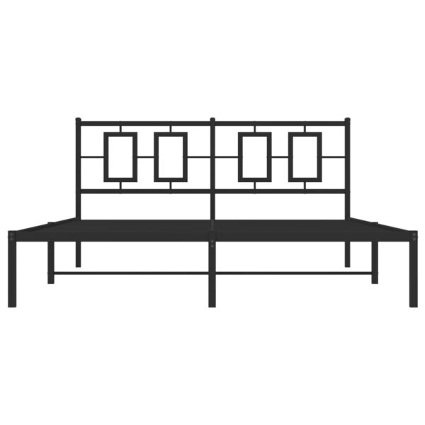 vidaXL Metal Bed Frame with Headboard Black 59.1"x78.7" - Image 5