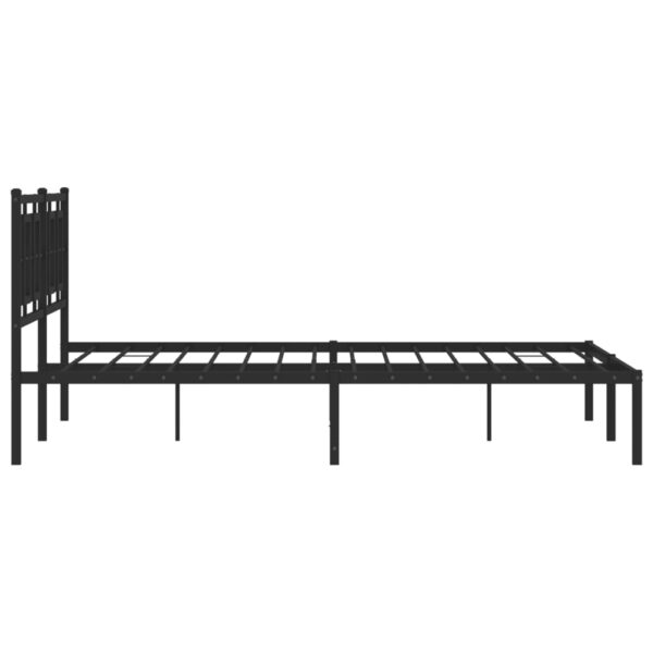 vidaXL Metal Bed Frame with Headboard Black 59.1"x78.7" - Image 6