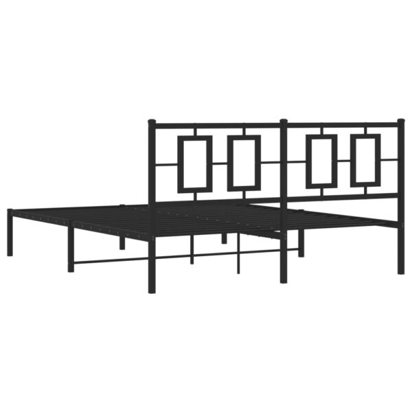 vidaXL Metal Bed Frame with Headboard Black 59.1"x78.7" - Image 7