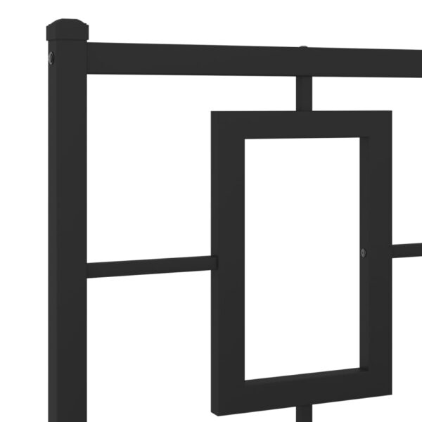 vidaXL Metal Bed Frame with Headboard Black 59.1"x78.7" - Image 8