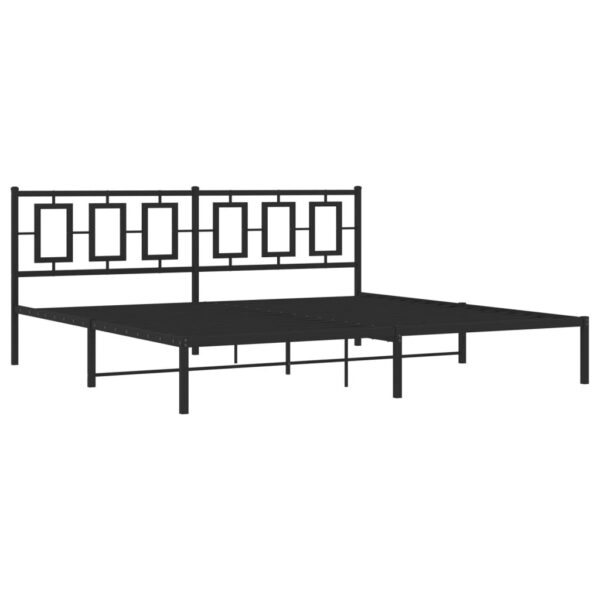 vidaXL Metal Bed Frame with Headboard Black 76"x79.9" King - Image 2