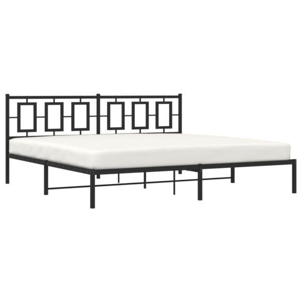 vidaXL Metal Bed Frame with Headboard Black 76"x79.9" King - Image 4