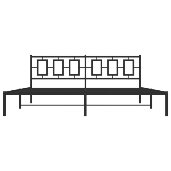 vidaXL Metal Bed Frame with Headboard Black 76"x79.9" King - Image 5