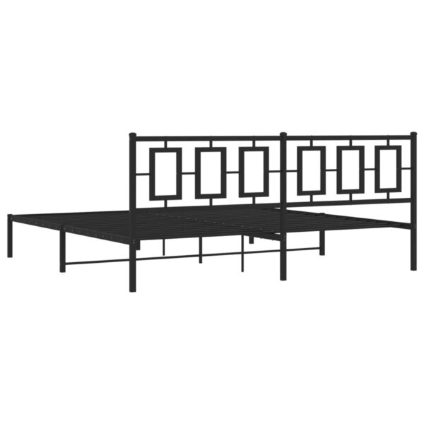 vidaXL Metal Bed Frame with Headboard Black 76"x79.9" King - Image 7