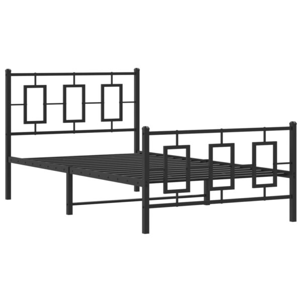 vidaXL Metal Bed Frame with Headboard and Footboard Black 39.4"x78.7" - Image 2