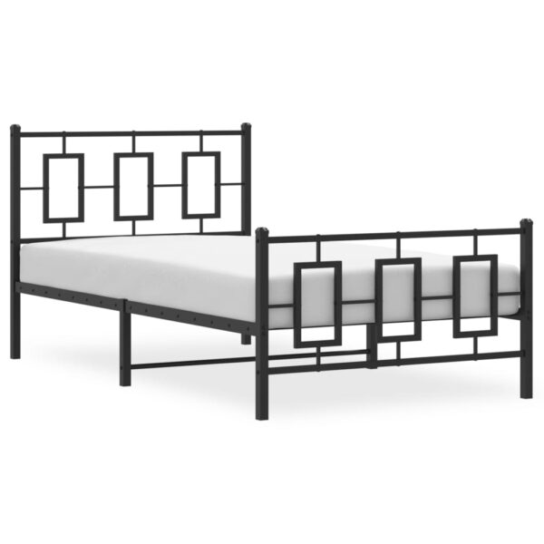 vidaXL Metal Bed Frame with Headboard and Footboard Black 39.4"x78.7" - Image 4