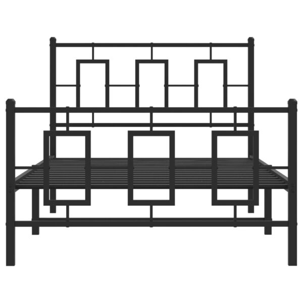 vidaXL Metal Bed Frame with Headboard and Footboard Black 39.4"x78.7" - Image 5