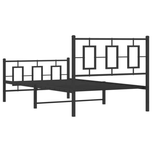 vidaXL Metal Bed Frame with Headboard and Footboard Black 39.4"x78.7" - Image 7