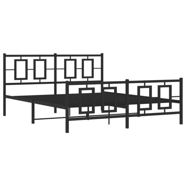 vidaXL Metal Bed Frame with Headboard and Footboard Black 59.1"x78.7" - Image 2