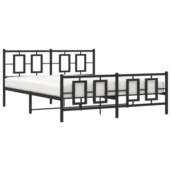 vidaXL Metal Bed Frame with Headboard and Footboard Black 59.1"x78.7" - Image 4