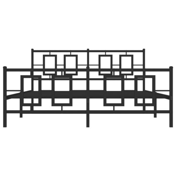 vidaXL Metal Bed Frame with Headboard and Footboard Black 59.1"x78.7" - Image 5