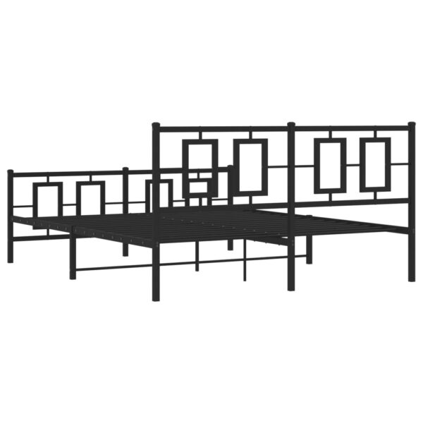 vidaXL Metal Bed Frame with Headboard and Footboard Black 59.1"x78.7" - Image 7