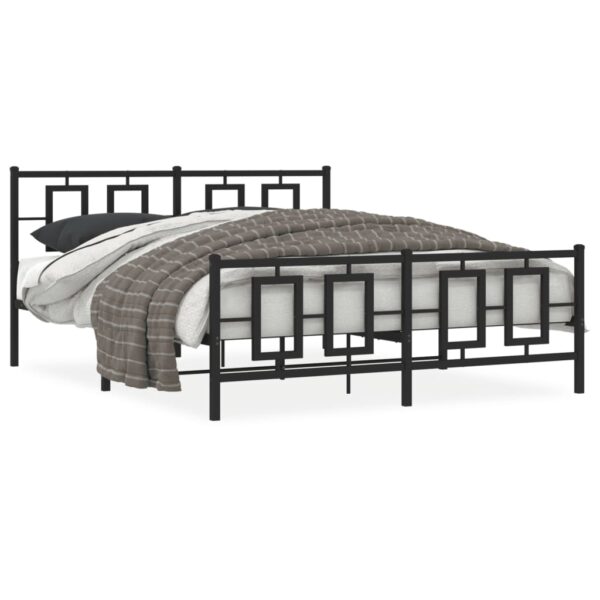 vidaXL Metal Bed Frame with Headboard and Footboard Black 59.1"x78.7"