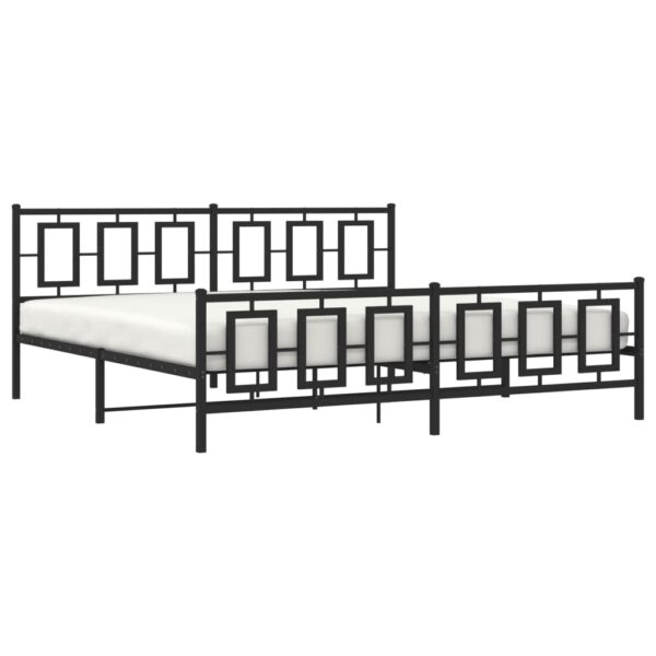 vidaXL Metal Bed Frame with Headboard and Footboard Black 76"x79.9" King - Image 4