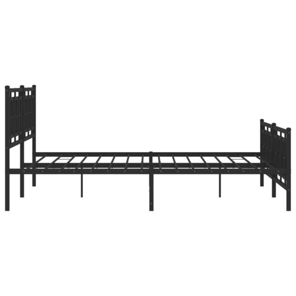 vidaXL Metal Bed Frame with Headboard and Footboard Black 76"x79.9" King - Image 6