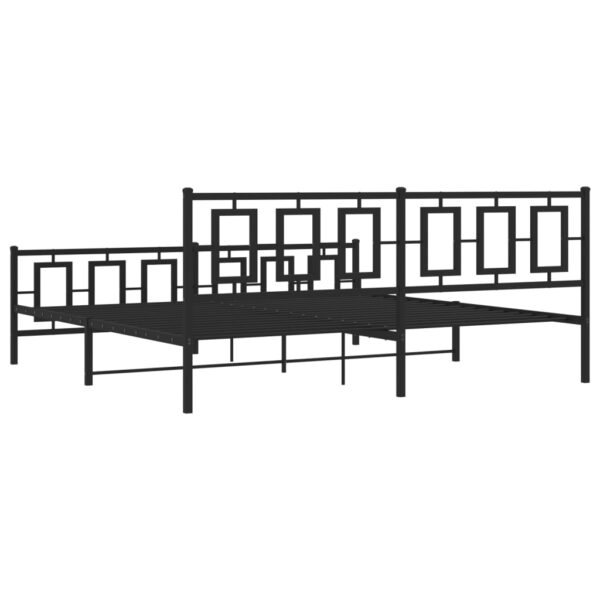 vidaXL Metal Bed Frame with Headboard and Footboard Black 76"x79.9" King - Image 7