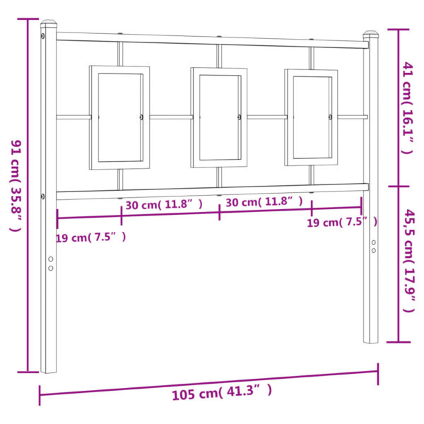 vidaXL Metal Headboard Black 39.4" - Image 7