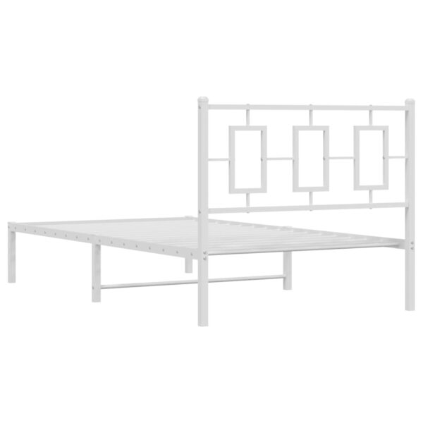 vidaXL Metal Bed Frame with Headboard White 39.4"x78.7" - Image 7