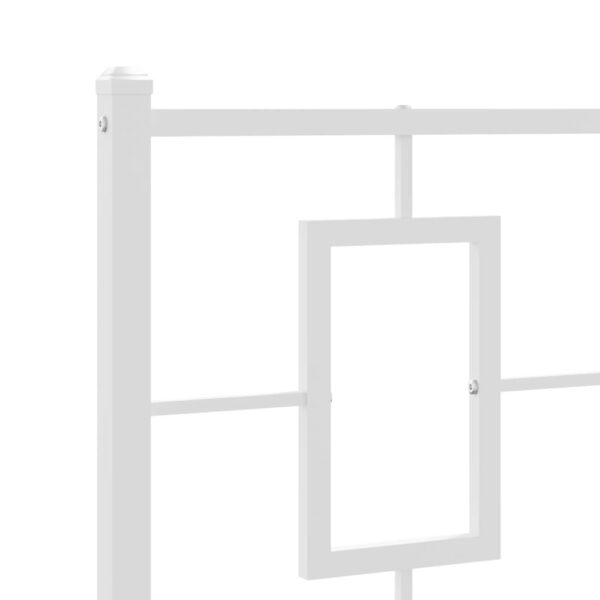 vidaXL Metal Bed Frame with Headboard White 39.4"x78.7" - Image 8