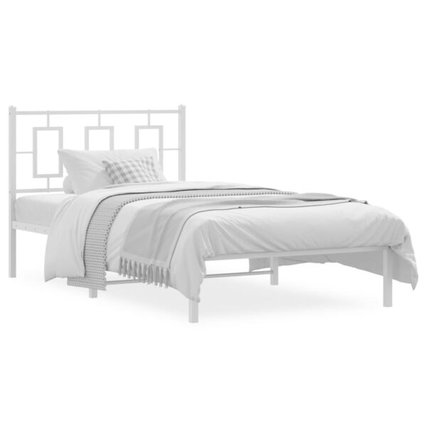 vidaXL Metal Bed Frame with Headboard White 39.4"x78.7"