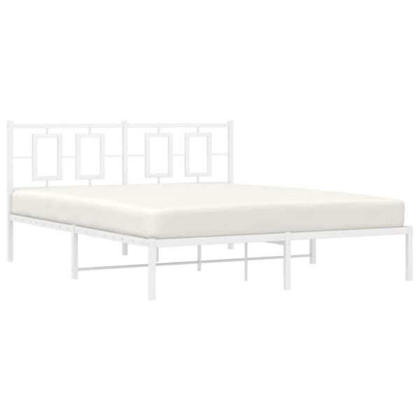 vidaXL Metal Bed Frame with Headboard White 59.1"x78.7" - Image 4