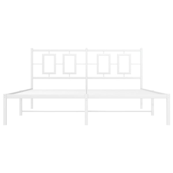 vidaXL Metal Bed Frame with Headboard White 59.1"x78.7" - Image 5