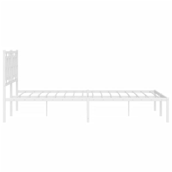 vidaXL Metal Bed Frame with Headboard White 59.1"x78.7" - Image 6