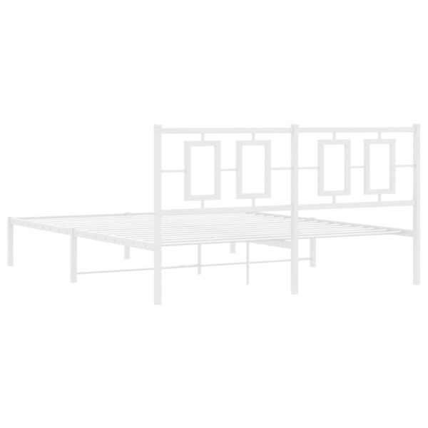 vidaXL Metal Bed Frame with Headboard White 59.1"x78.7" - Image 7