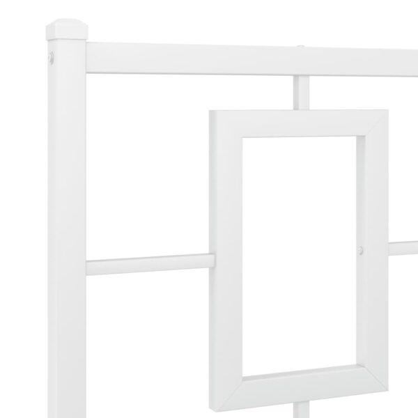 vidaXL Metal Bed Frame with Headboard White 59.1"x78.7" - Image 8