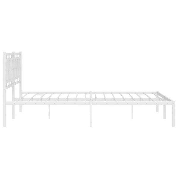 vidaXL Metal Bed Frame with Headboard White 76"x79.9" King - Image 6