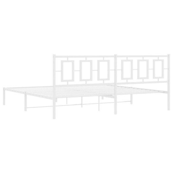 vidaXL Metal Bed Frame with Headboard White 76"x79.9" King - Image 7