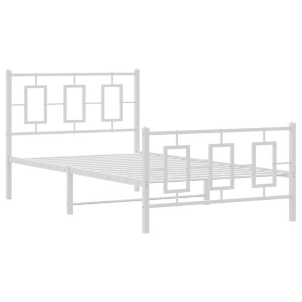 vidaXL Metal Bed Frame with Headboard and Footboard White 39.4"x78.7" - Image 2