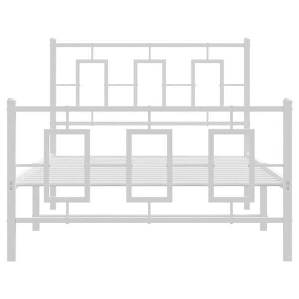 vidaXL Metal Bed Frame with Headboard and Footboard White 39.4"x78.7" - Image 5