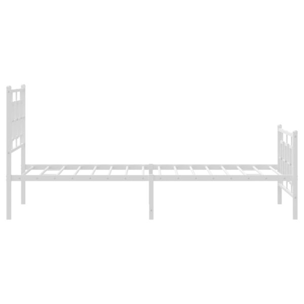 vidaXL Metal Bed Frame with Headboard and Footboard White 39.4"x78.7" - Image 6