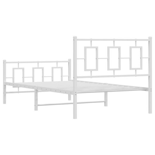 vidaXL Metal Bed Frame with Headboard and Footboard White 39.4"x78.7" - Image 7