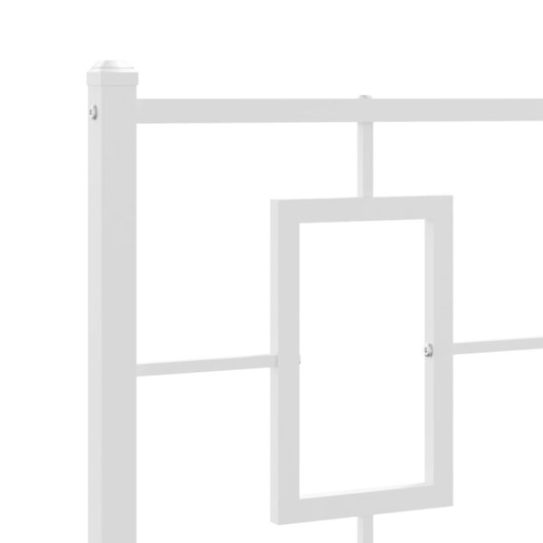 vidaXL Metal Bed Frame with Headboard and Footboard White 39.4"x78.7" - Image 8